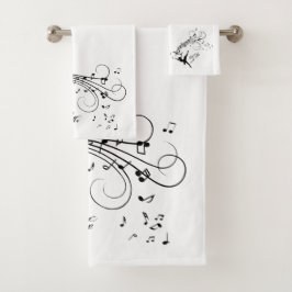 バレリーナ踊りとミュージックノート バスタオルセット