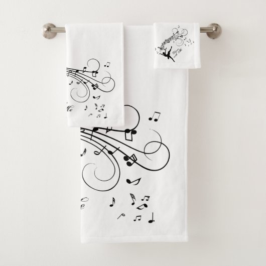 バレリーナ踊りとミュージックノート バスタオルセット (インサイチュ)