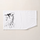 バレリーナ踊りとミュージックノート バスタオルセット (ハンドタオル)