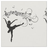 バレリーナ踊りとミュージックノート ファブリック (クローズアップ)