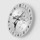 バレリーナ踊りとミュージックノートSilver ラージ壁時計 (傾斜)
