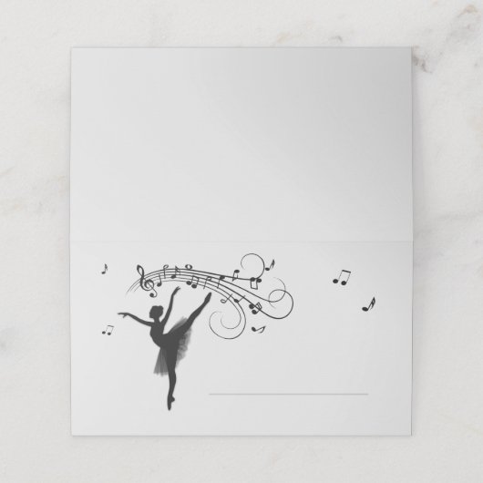 バレリーナ踊りと音楽エリアが名前の並び プレイスカード (外部開封)