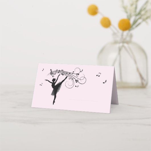 バレリーナ踊りと音楽エリアが名前の並び プレイスカード (正面)