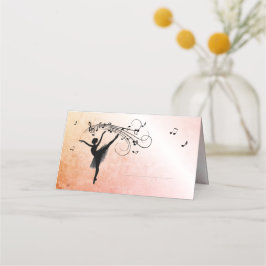 バレリーナ踊りと音楽マーリーオレンジグロー プレイスカード