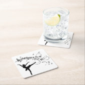 バレリーナ踊りと音楽後を追部 スクエアペーパーコースター (インサイチュ)