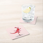 バレリーナ踊りイラストレーション。 スクエアペーパーコースター (インサイチュ)