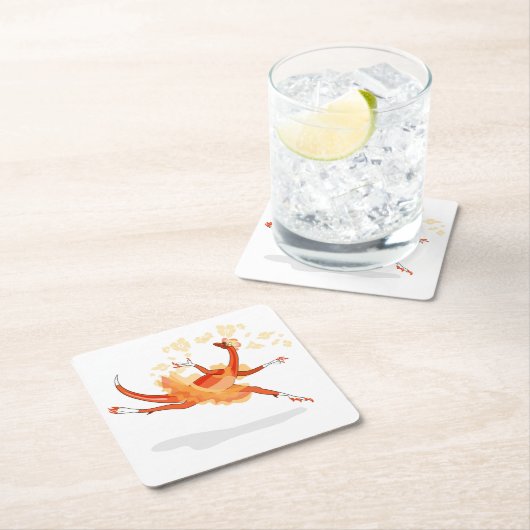 バレリーナ踊りイラストレーション。2 スクエアペーパーコースター (インサイチュ)