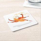 バレリーナ踊りイラストレーション。2 スクエアペーパーコースター (アングル)