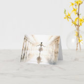 バレリーナ踊りインアホール空白の カード (黄色い花)