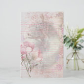 バレリーナ踊りポーズフローラピンクライニング 便箋 (スタンド正面)