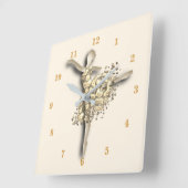 バレリーナ金ゴールドクロックゴールデンバレエダンサーの女の子 スクエア壁時計 (傾斜)