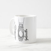 バレリーナ黒白バレエ コーヒーマグカップ (正面左)