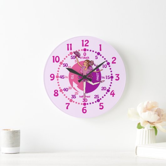 バレリーナ黒髪の女の子バレエ壁時計 ラージ壁時計 (ホーム)