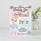 バレリーナ1回目の誕生日の招待 招待状 (スタンド正面)