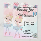 バレリーナ10歳の誕生日の招待状 招待状 (正面/裏面)