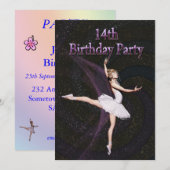バレリーナ14歳誕生日パーティーの招待 招待状 (正面/裏面)