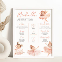 バレリーナ1thバースデーマイルストーンサイン ポスター