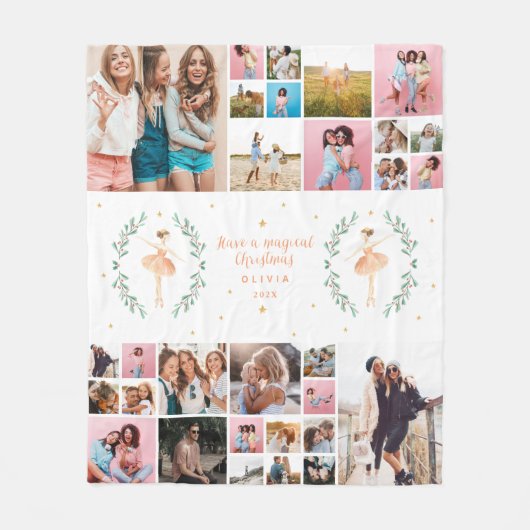 バレリーナ29モダン写真ミニマルクリスマス フリースブランケット (正面)