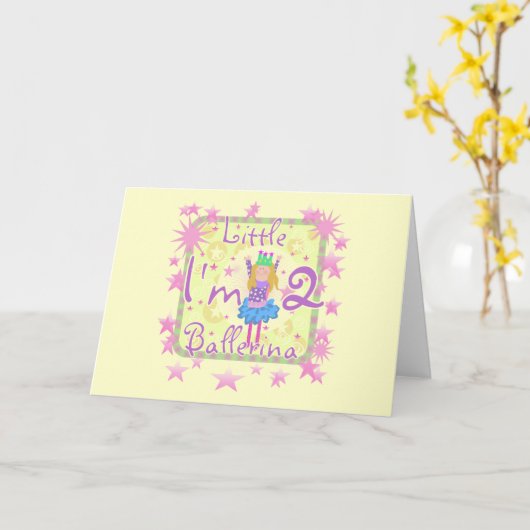 バレリーナ2nd誕生日Tシャツとギフト カード (黄色い花)