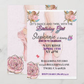 バレリーナ5歳の誕生日のお誘い 招待状 (正面/裏面)