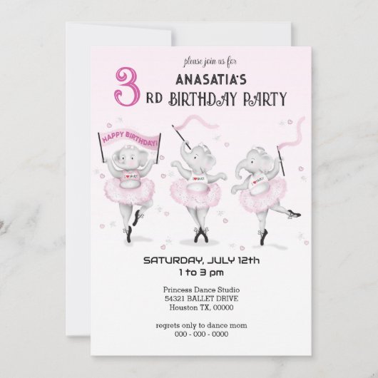 バレリーナ・エレファントダンスリサイタル 招待状 (正面)