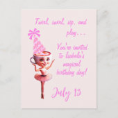 バレリーナ カプチーナ 誕生日 ご招待 - カスタマイ ポストカード (正面)