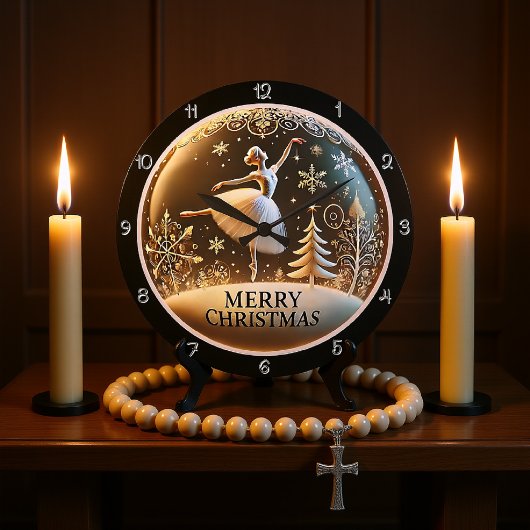 バレリーナ・クリスマス ラージ壁時計
