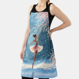 バレリーナ・スノーダンス・ウィンター・美しい・アート エプロン