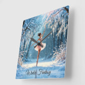 バレリーナ・スノーダンス・ウィンター・美しい・アート スクエア壁時計 (傾斜)