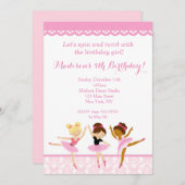 バレリーナ ダンサー 誕生日 招待状 (正面/裏面)