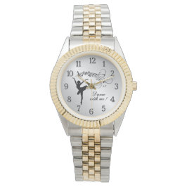 バレリーナ・ダンスと私とパーソナライズされたナンバーズ 腕時計