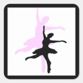 バレリーナ ダンス ピンク & ブラック スクエアシール (正面)