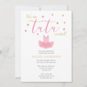 バレリーナ チュチュ ピンク ゴールド ベビーシャワー 招待状 (正面)