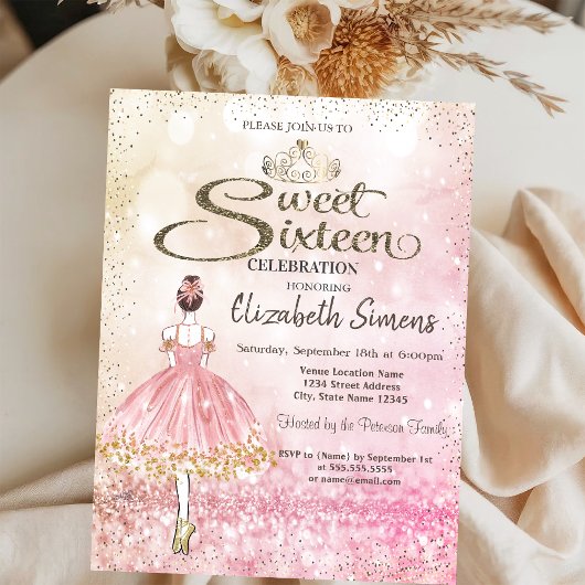 バレリーナ、ティアラプリンセス《写真》ぼけ味スウィート16 招待状