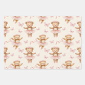 バレリーナ・テディがピンクのタトゥスと蝶をクマ ラッピングペーパーシート (正面3)