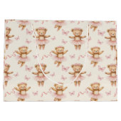 バレリーナ・テディがピンクのタトゥスと蝶をクマ ラージペーパーバッグ (裏面)