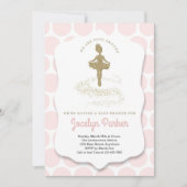 バレリーナ/バレエをテーマにした女の子のためのベビーシャワー 招待状 (正面)