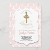 バレリーナ/バレエをテーマにした女の子のためのベビーシャワー 招待状 (正面/裏面)
