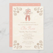 バレリーナ バレエシューズの女の子の誕生日招待状 招待状 (正面/裏面)