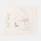 バレリーナ・バレエ・ダンサーのピンクとグリーン フリースブランケット (正面(横))