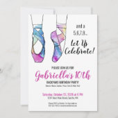 バレリーナ バレエ 誕生日パーティー 招待状 (正面)