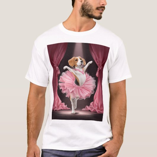 バレリーナ ビーグル � 笑える犬のダンス Tシャツ (正面)