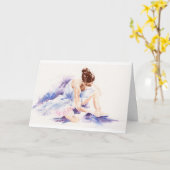 バレリーナ-ファインアートの挨拶状 カード (黄色い花)
