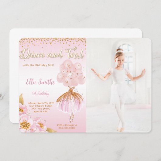 バレリーナ フォト 招待状 (正面/裏面)
