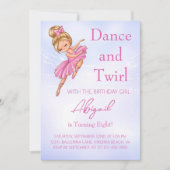 バレリーナ プリティピンク パープル バレエ ダンスパーティー 招待状 (正面)