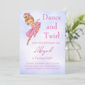 バレリーナ プリティピンク パープル バレエ ダンスパーティー 招待状 (スタンド正面)