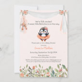 バレリーナ ベイビー ガール シャワー チュチュ エレガント ペンギン 招待状 (正面)