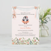 バレリーナ ベイビー ガール シャワー チュチュ エレガント ペンギン 招待状 (スタンド正面)