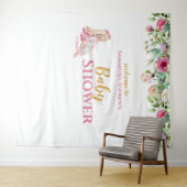 バレリーナ & ユニコーンの女の子らしいベビーシャワーの背景 タペストリー (インサイチュ(横))