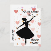 バレリーナ ローズゴールド ダンスパーティー 招待状 (正面/裏面)